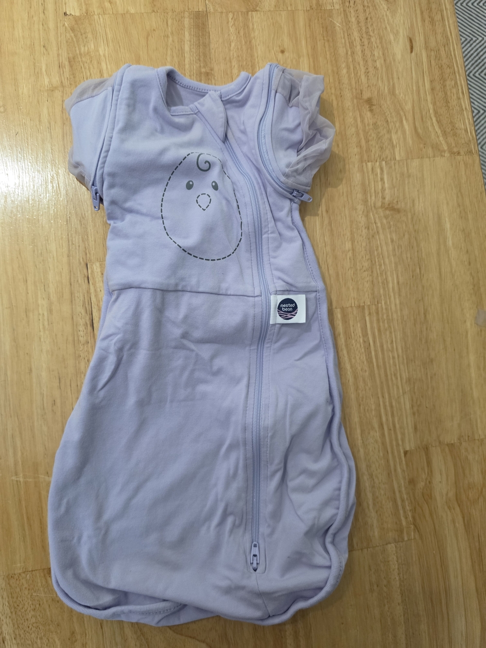 Nested Bean Weighted Lavender Short-Sleeve Sleep Sack with Chick Print